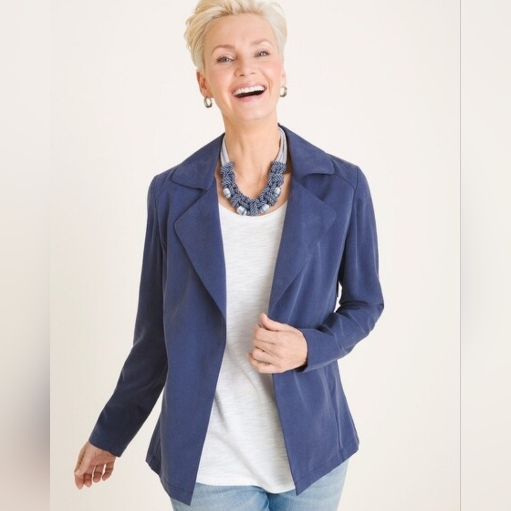 Chicos Buttonless Blue Blazer size M/1